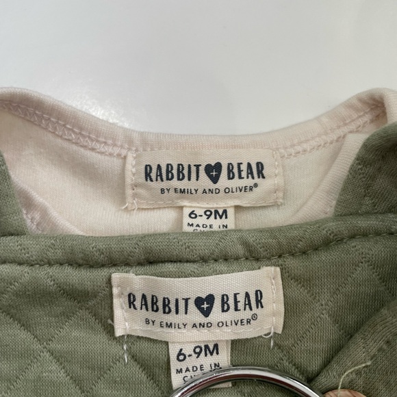 Rabbit + Bear by Emily and Oliver organic cotton overall set size 6-9 month - Picture 9 of 10